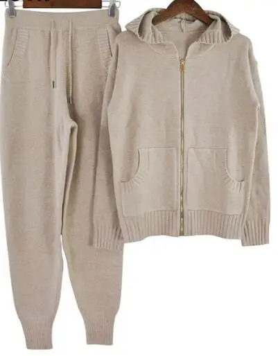 Женский спортивный костюм с длинным рукавом и карманами толстовка капюшоном