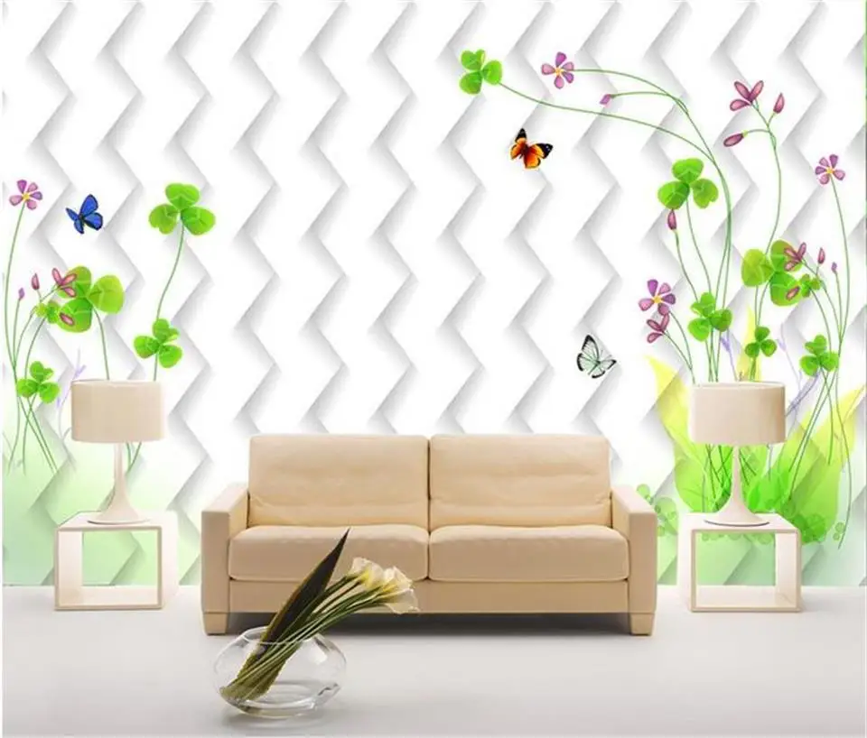 

Пользовательский размер 3d фото обои для гостиной Фреска фантазия цветок бабочка картина ТВ Фон нетканые обои для стены 3d