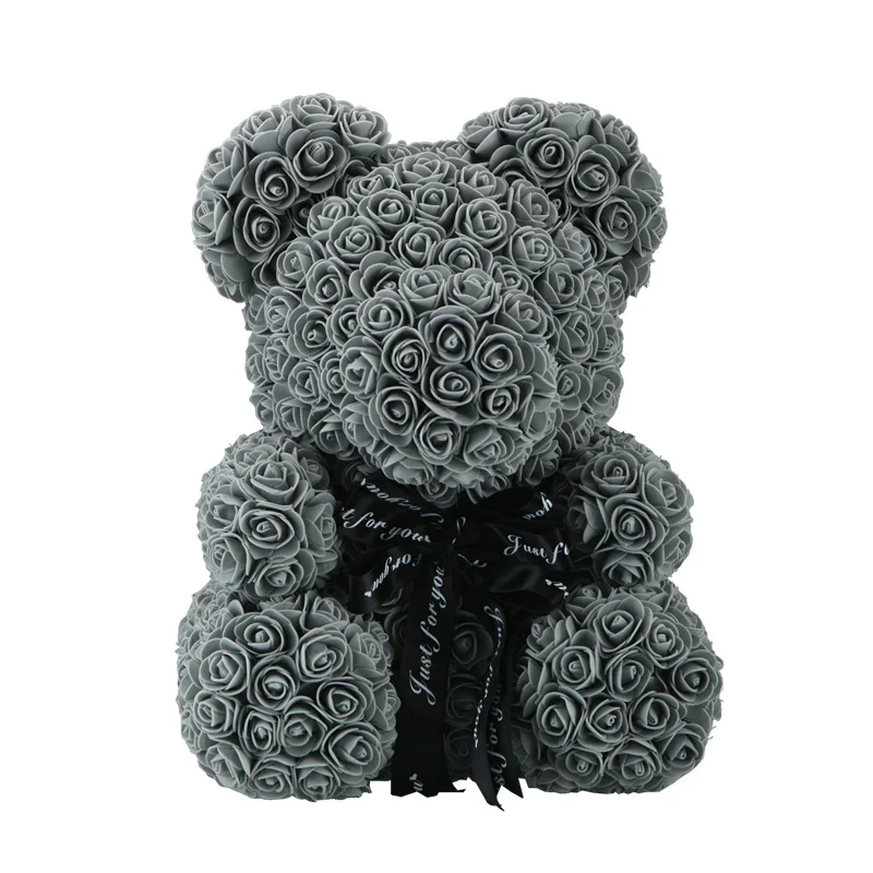 gray bear Дропшиппинг 40 см пена розовый медведь ПЭ искусственный цветок рождественские новогодние подарки для женщин подарок на день Святого Валентина - Цвет: gray bear