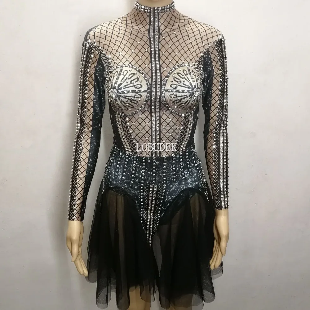 Женское мини платье стразы с длинным рукавом и 3D принтом|Женские платья| |