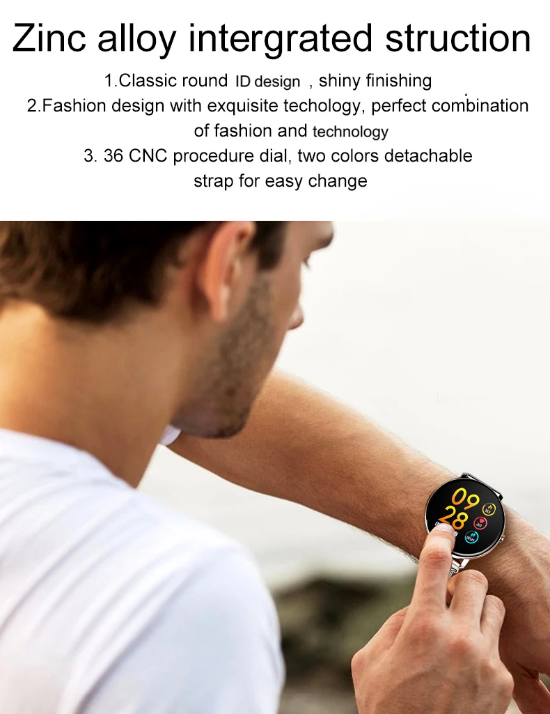 SENBONO K9 спортивные Bluetooth 1,3 дюймов Полностью умные часы с сенсорным экраном фитнес-трекер для мужчин IP68 Водонепроницаемые женские умные часы PK v11 K1
