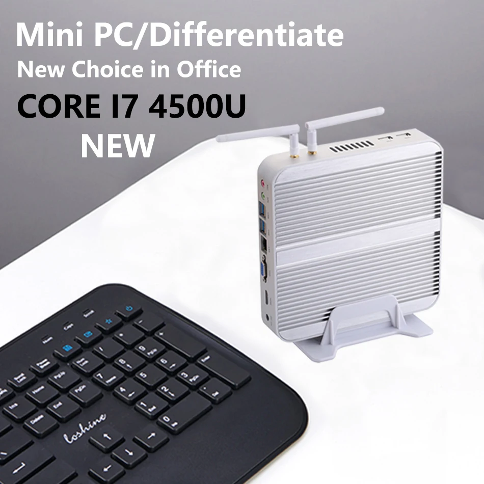 Fanless Mini PC,Intel Core I7 4500U,Windows 10/Ubuntu,Silver,[HUNSN BM01L],(WiFi/1HD/1VGA/4USB3.0/2USB2.0/1LAN