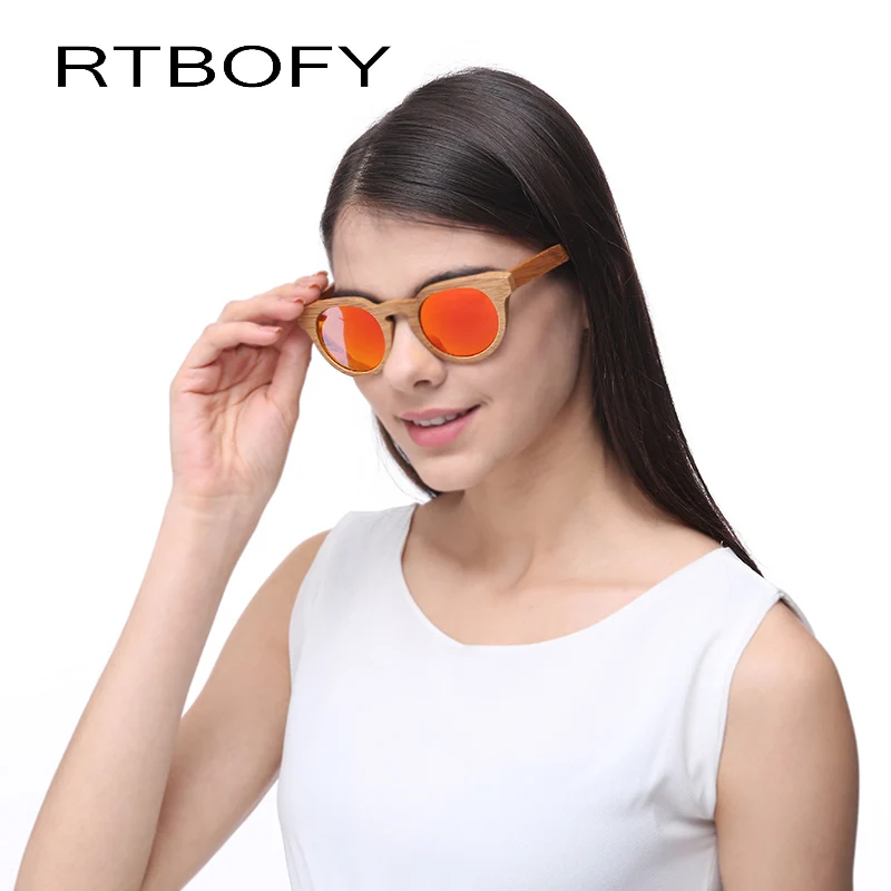 RTBOFY Древесины Солнцезащитные Очки Женщин 2017 Bamboo Марка Назн очки солнцезащитные
