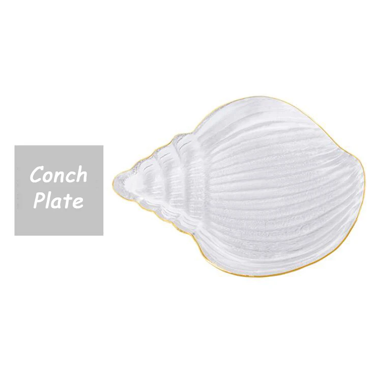 Conch Plate Techome необычный, прозрачный океан серии стеклянная пластина набор миска Золотая Сторона стекло посуда для фруктов блюдо для закусок Главная блюдо чаша - Цвет: Conch Plate
