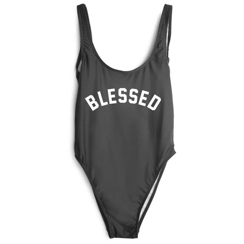 Новые 2018 High Cut BLESSED Письмо купальник Для женщин s боди Одна деталь пикантные