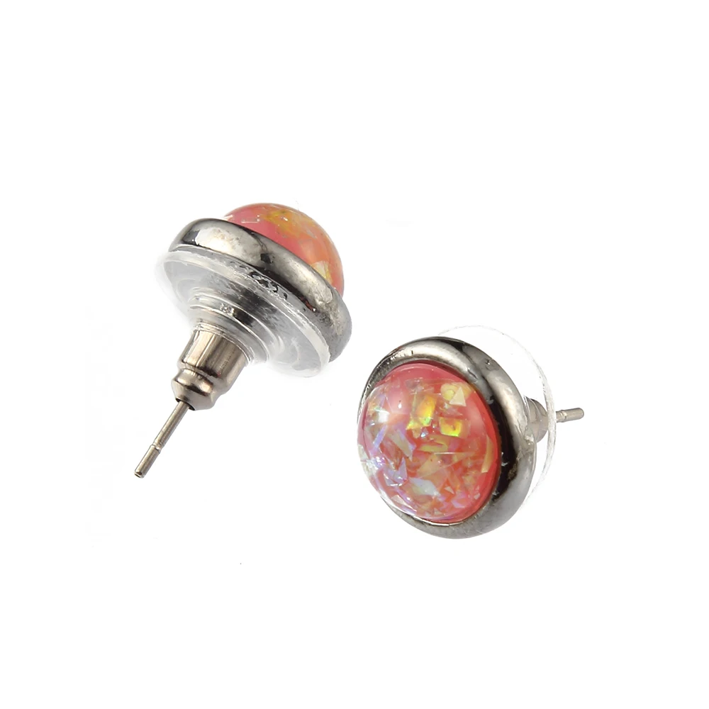 Женские блестящие серьги-гвоздики из смолы доступны в трех цветах красные синие