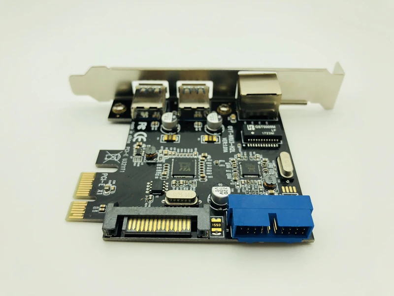2 портами плата PCI Express USB 3 0 + RJ45 Gigabit Ethernet Сетевая передняя панель с адаптером для