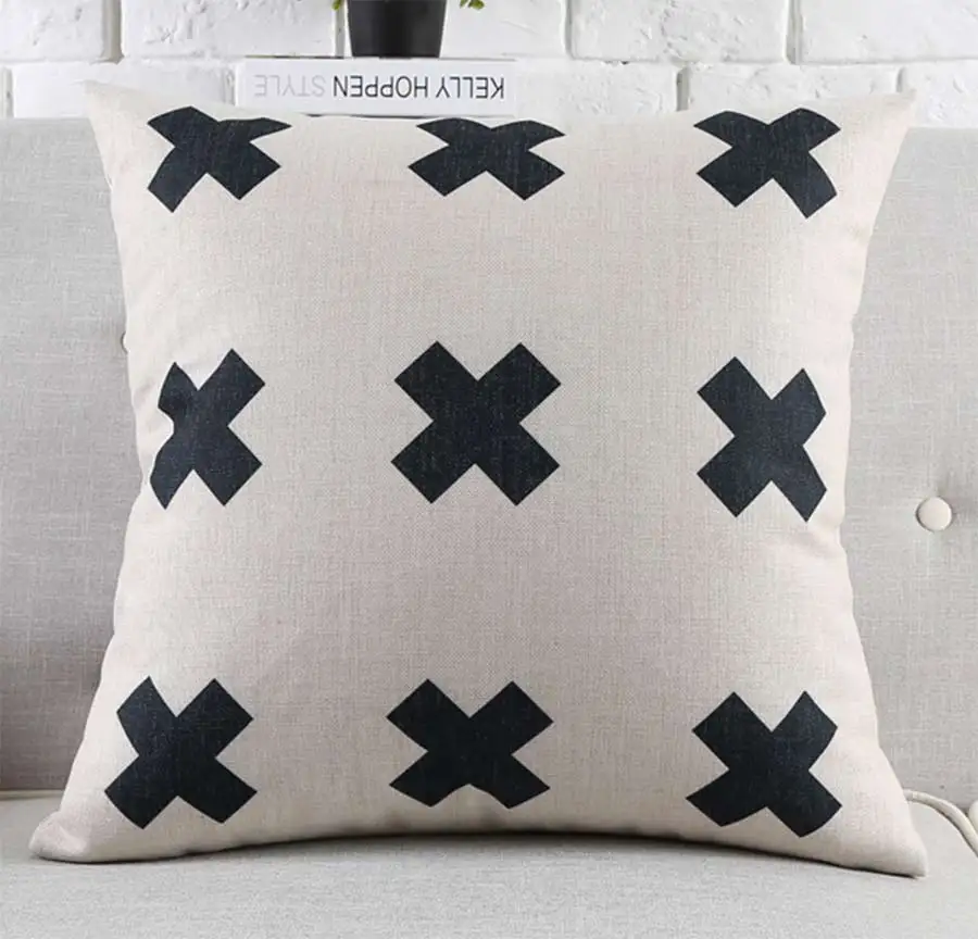 Бесплатная доставка! Черная квадратная декоративная подушка с геометрическим