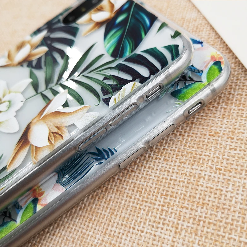 Phone Case for Apple iPhone X Palm Leaf Summer Retro Leaves Soft TPU Silicon Mobile Bag For 10 6 6s 7 7plus 8 8plus |