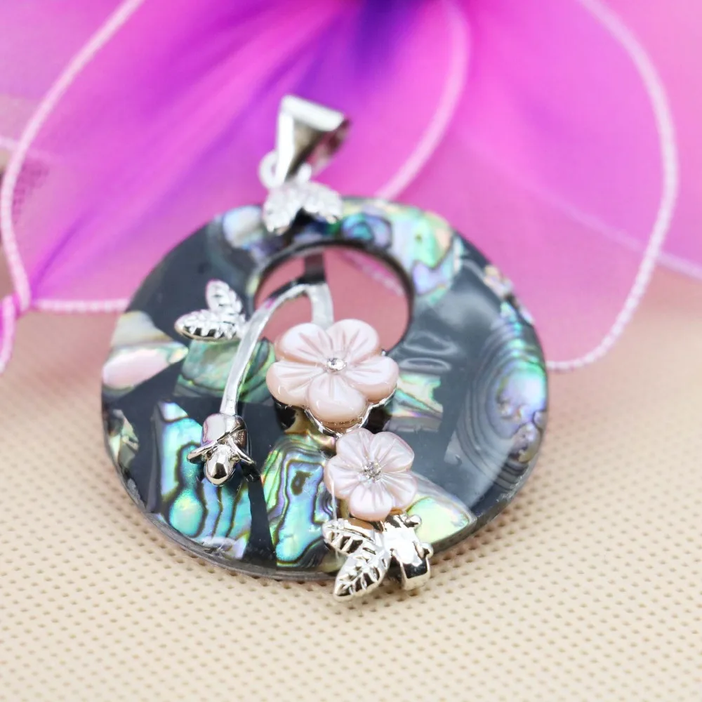 Подвески из натуральных раковины абалона ракушек 40 мм бусины с вышивкой в виде