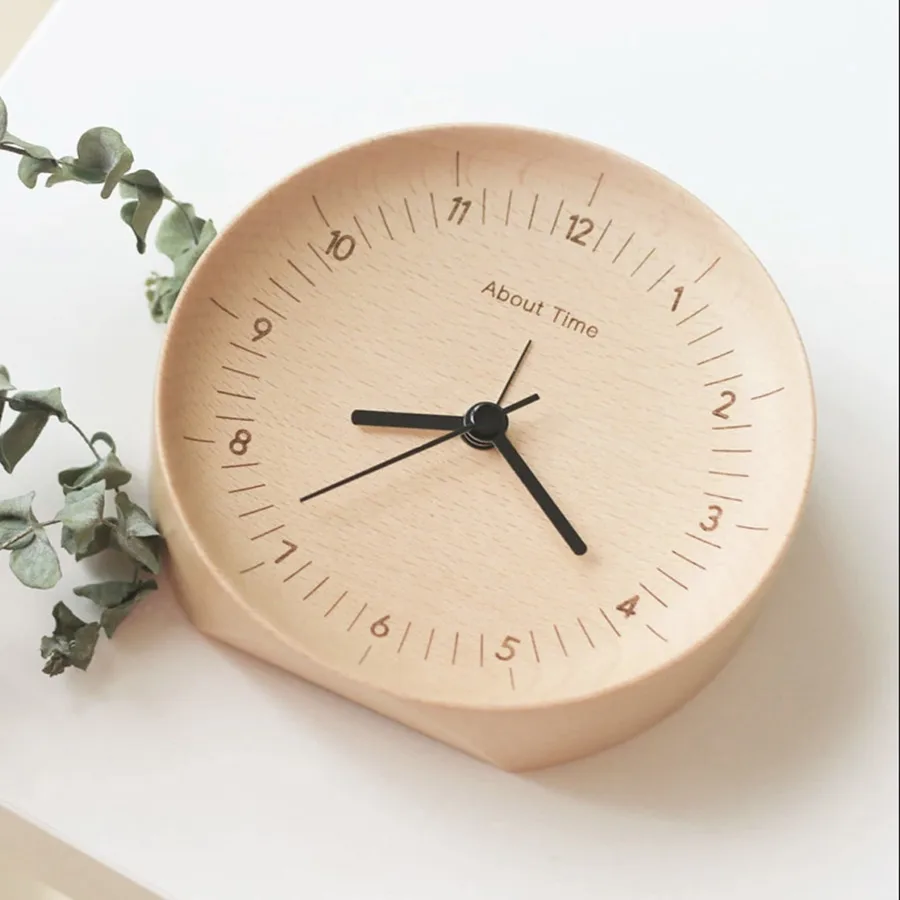 Original Xiaomi Mijia About Time Alarm Clocks Mute Movement Wooden Clock Wood Desktop Table Watch For Office Smart Home | Электроника