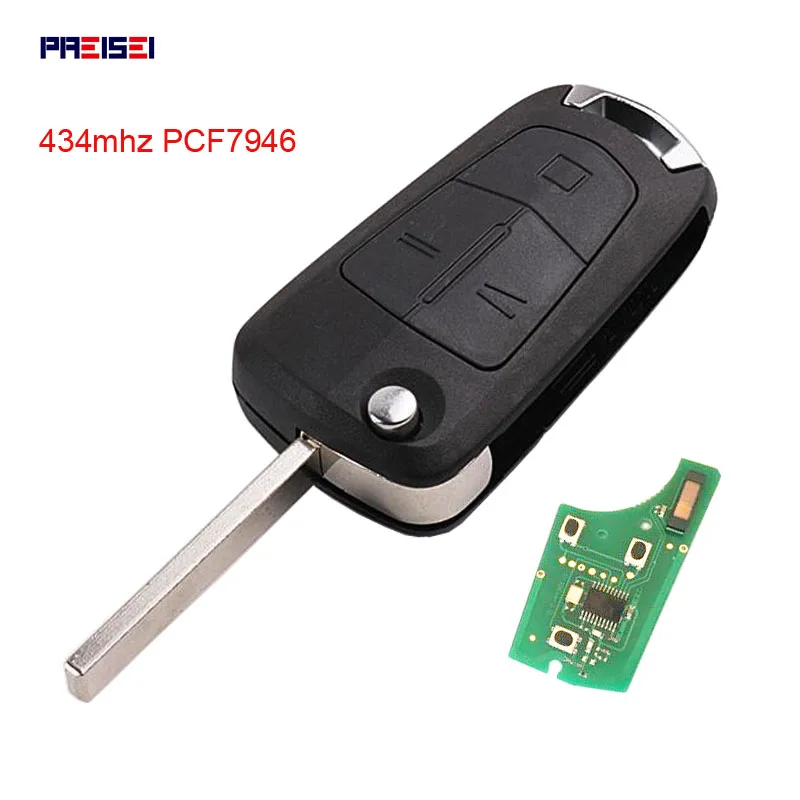 

Пульт дистанционного управления для Vauxhall, Opel Vectra C, 3 кнопки, чип PCF7946, 2002, 2003, 2004, 2005, 2006, 2007, 2008, 434 МГц