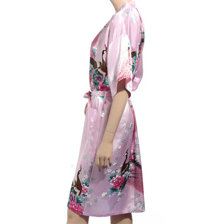 Модное Золотое китайское женское шелковое кимоно банное платье Женская Весенняя