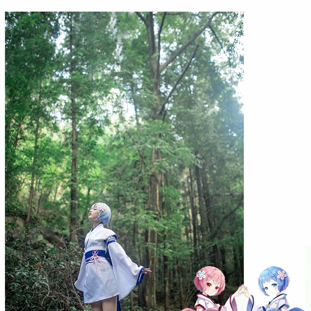 Re: Zero kara Hajimeru Isekai Seikatsu Ram Rem детское кимоно платье для женщин и девочек костюмы