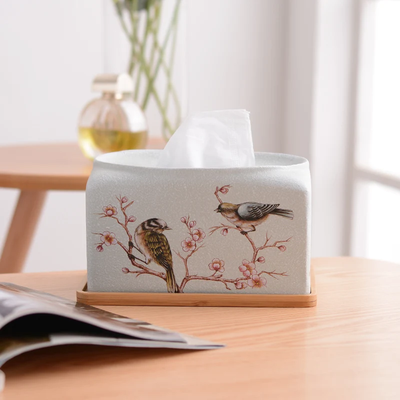 Creative pastoral style tissue box personality flowers and birds simple home decoration removable tissue box