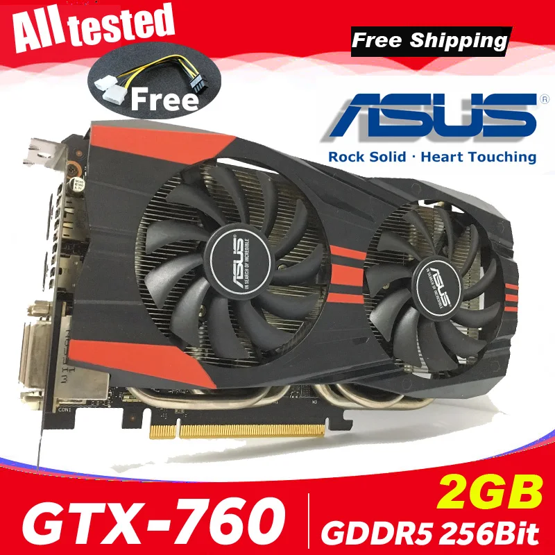 Asus GTX760 2GB D5 DDR5 256Bit PC Настольный GTX 760 2G GTX760 2G видеокарты PCI Express 3,0 компьютерная видеокарта HDMI 760 2GB