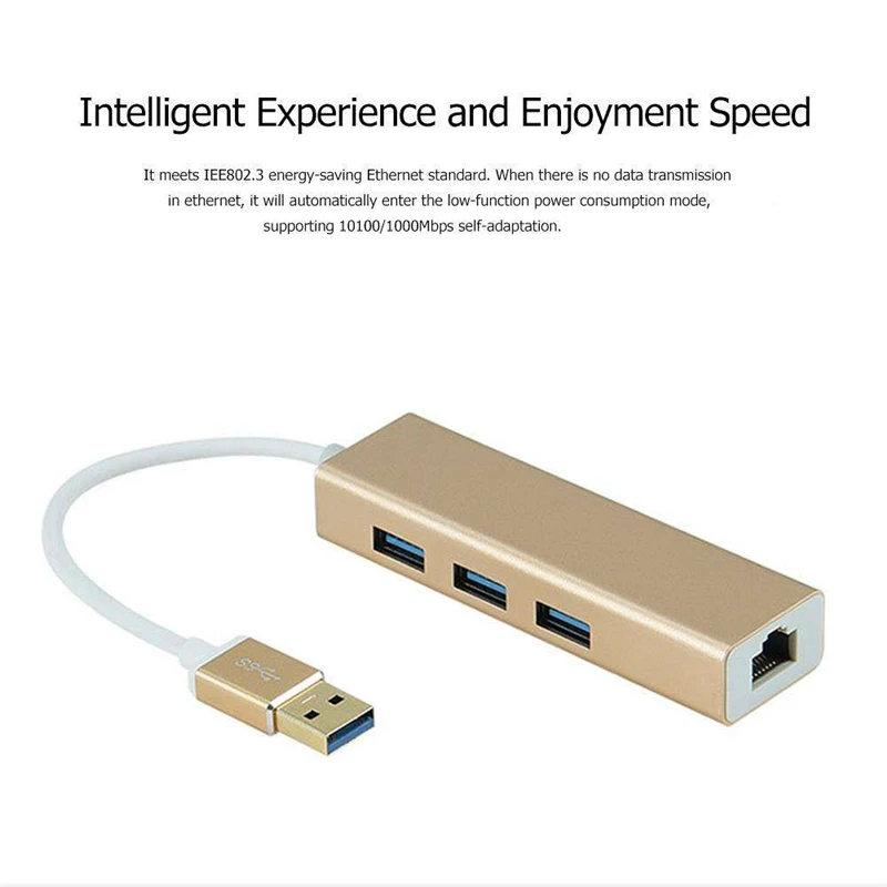 

MAIKOU 3 Port USB 3.0 Hub USB to RJ45 Gigabit Ethernet Network Adapter