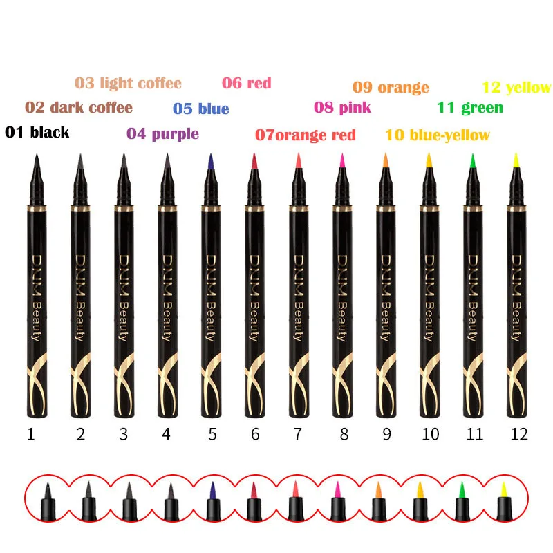 Новые женские вечерние Цветные Жидкие карандаши для подводки глаз 12 цветов синий