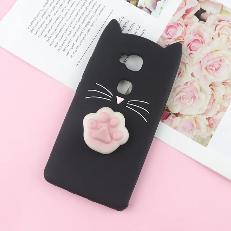 3D милый японский блестящий чехол с бородатым котом для huawei Honor 5C/7 Lite/GT3 5,", силиконовый чехол для мобильного телефона - Цвет: HuXu Black Foot