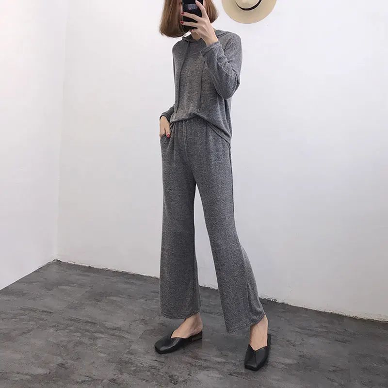 Женская Осенняя толстовка с капюшоном комплект из двух предметов Спортивная