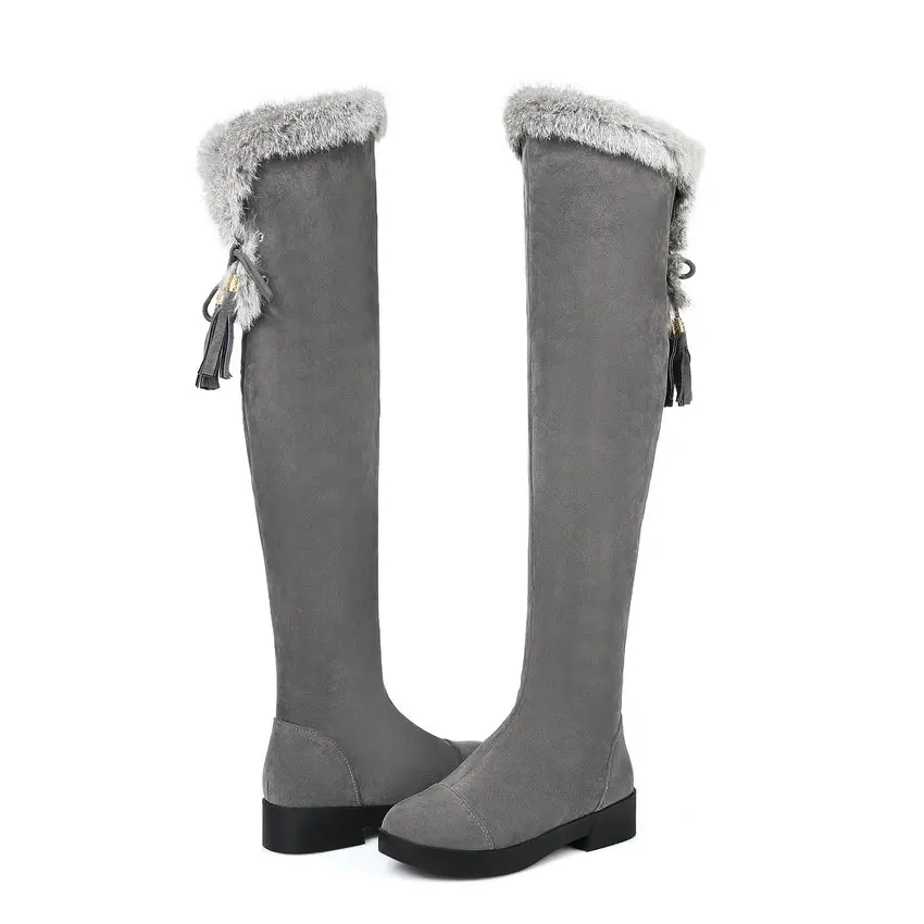 Eokkar 2020 зимние сапоги на платформе с коротким плюшем Сапоги выше колена круглым