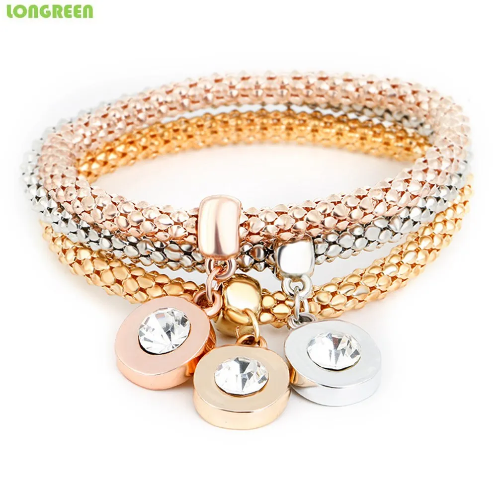 Комплект из 3 предметов серебряный браслет розового золота Регулируемый Женский