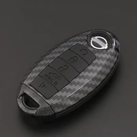 abs carbon fiber shellsilicone cover remote key holder fob casekeychain for nissan patrol 2018
