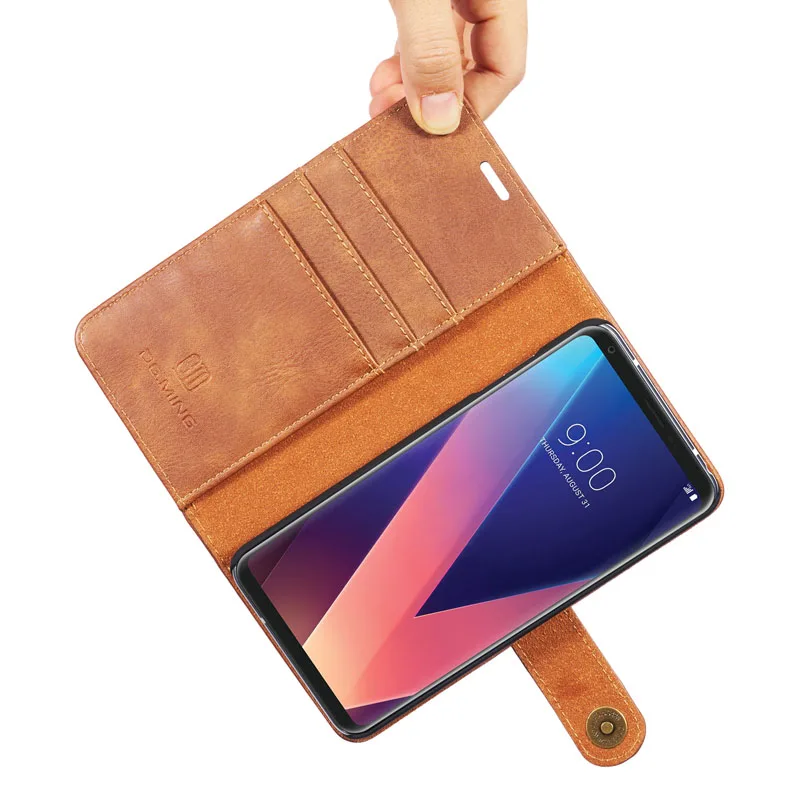 Чехол книжка DG Ming из натуральной кожи роскошный многослойный бумажник для LG V30