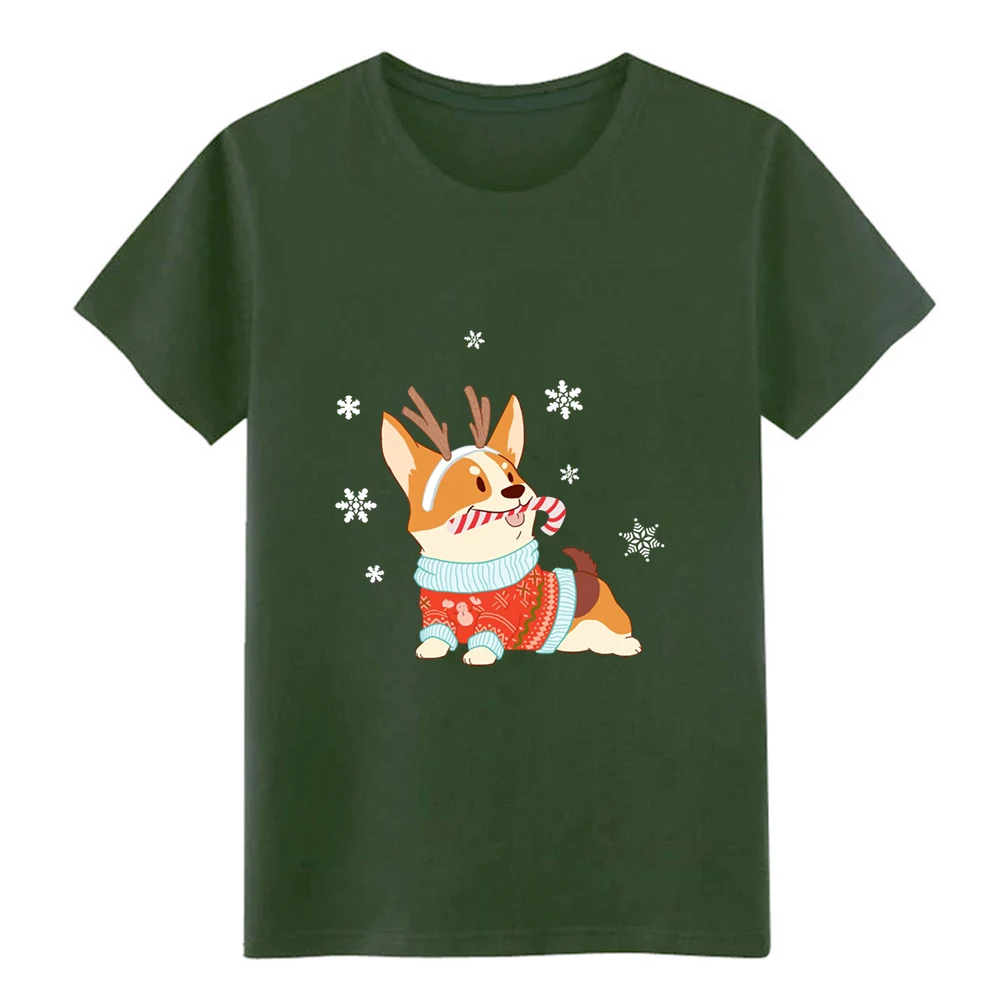 Corgi/Рождественская Бейсбольная Футболка хлопковая однотонная Милая