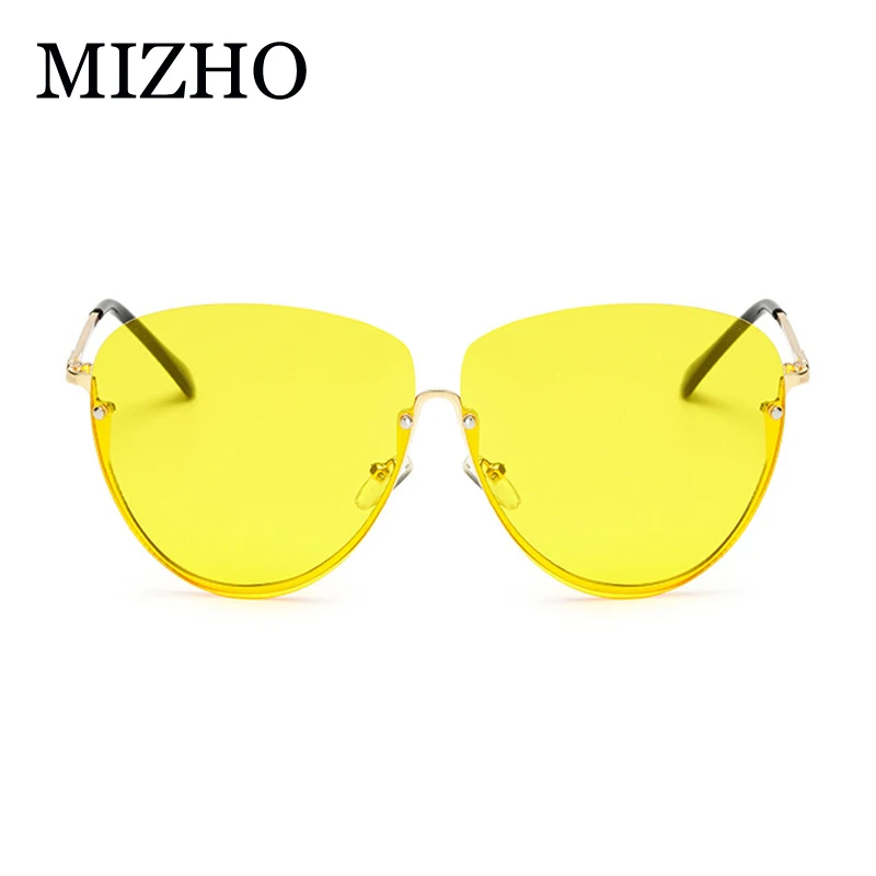 

MIZHO Cheap Unisex Metal Oversized Sunglasses Women Transparent Mirror Brand Designer Yellow Sun Glasses Frames For Ladies 2020