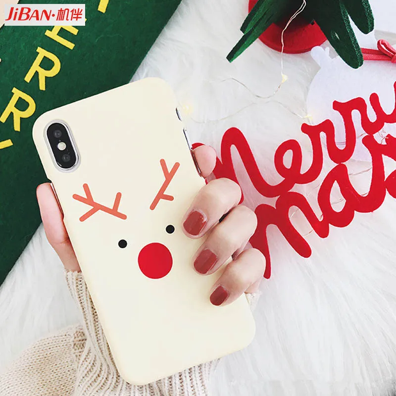 Jiban прекрасный Рождество Лось мультфильм шаблон телефон чехол для iPhone X 6 6S Plus 7 8