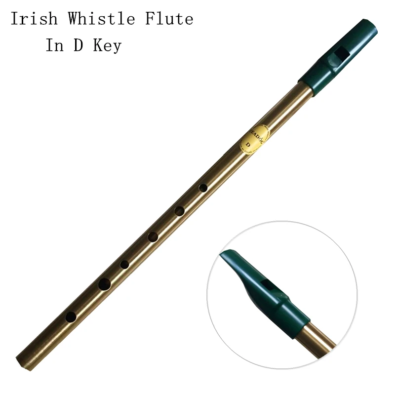 

Brass Irish Whistle Flute C/D key Ireland Feadog Flute Tin Pennywhistle Metal Dizi Feadan 6Hole Musical Instrument