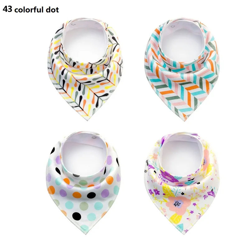 43colorfuldot 4 шт./лот детские слюнявчики бандана хлопок мультфильм слюнявчик полотенце для мальчиков и девочек новорожденных Babadores Para Bebe TS65-1 - Цвет: 43colorfuldot