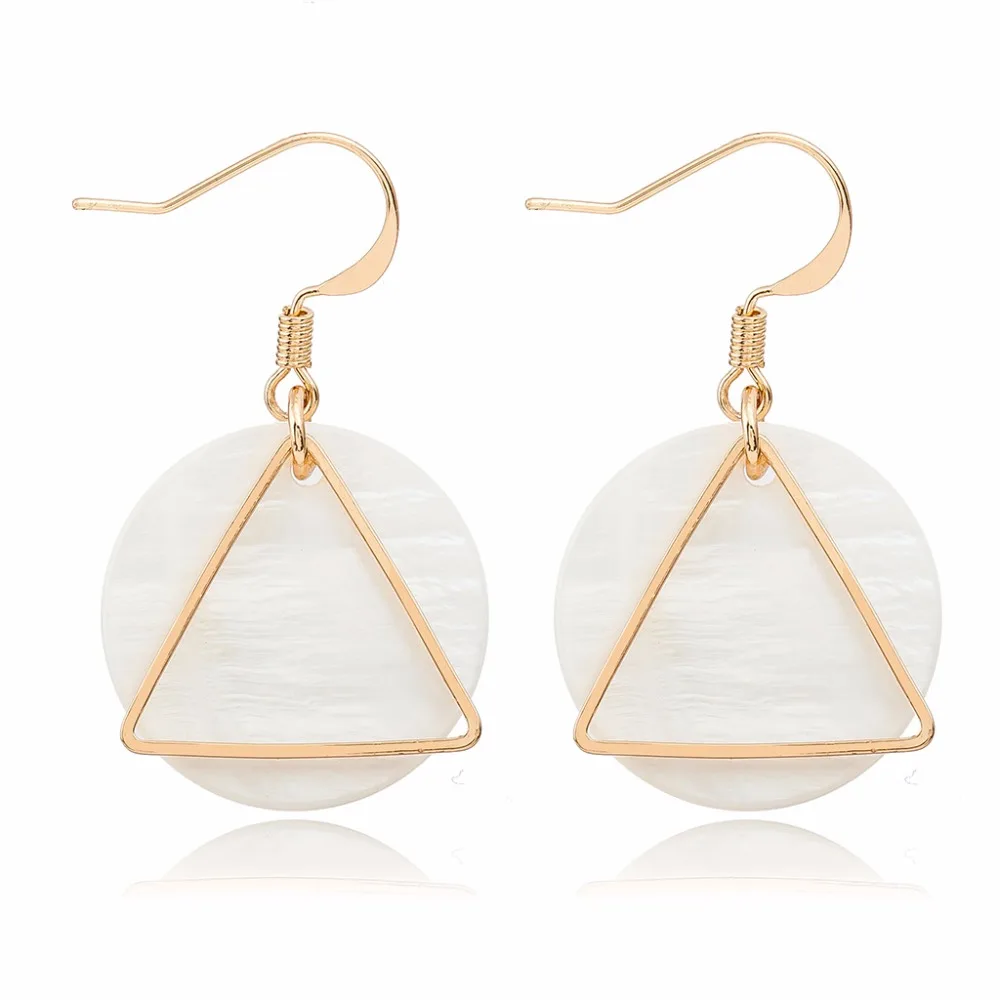Натуральный текстуры треугольные серьги Shell минималистский Стиль для Для женщин