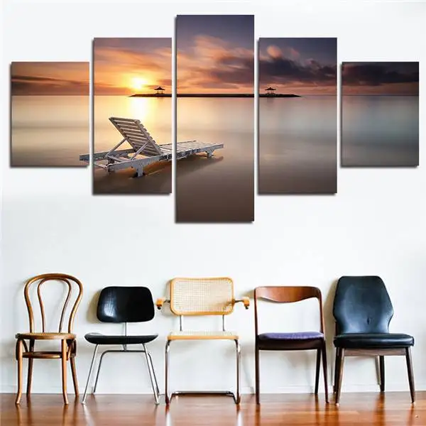Настенная картина с изображением заката пляжа 5 шт. для гостиной декор Модульная