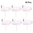 10 шт. перо маленький лебедь торт Топпер для вечеринки, дня рождения Десерт Фрукты декоративные Еда выбирает вставить карту для капкейка-украшение