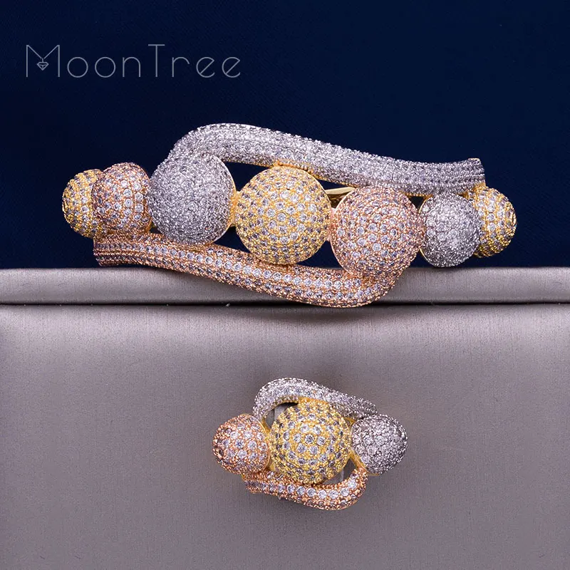 Женский свадебный браслет MoonTree с кубическим цирконием 3 тона|Ювелирные наборы| |