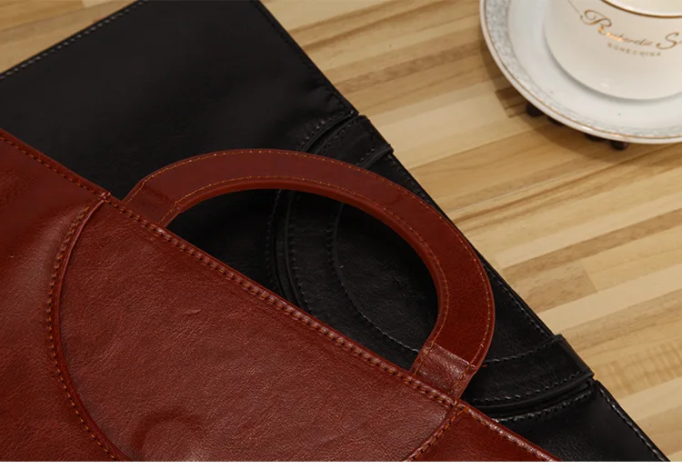 Multi-function Office Leather Folder Notebook PU Binder File Folder Briefcase Business Document Certificate Package Portable Bag