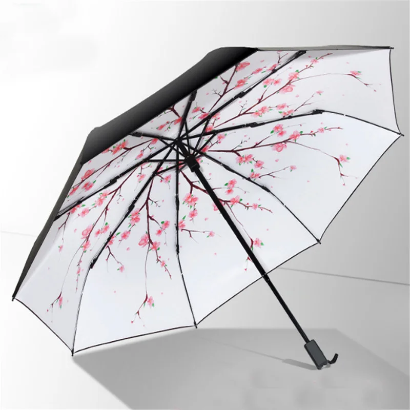 Зонт с цветком вишни Женский анти-УФ-зонт Parapluies неавтоматический Прозрачный