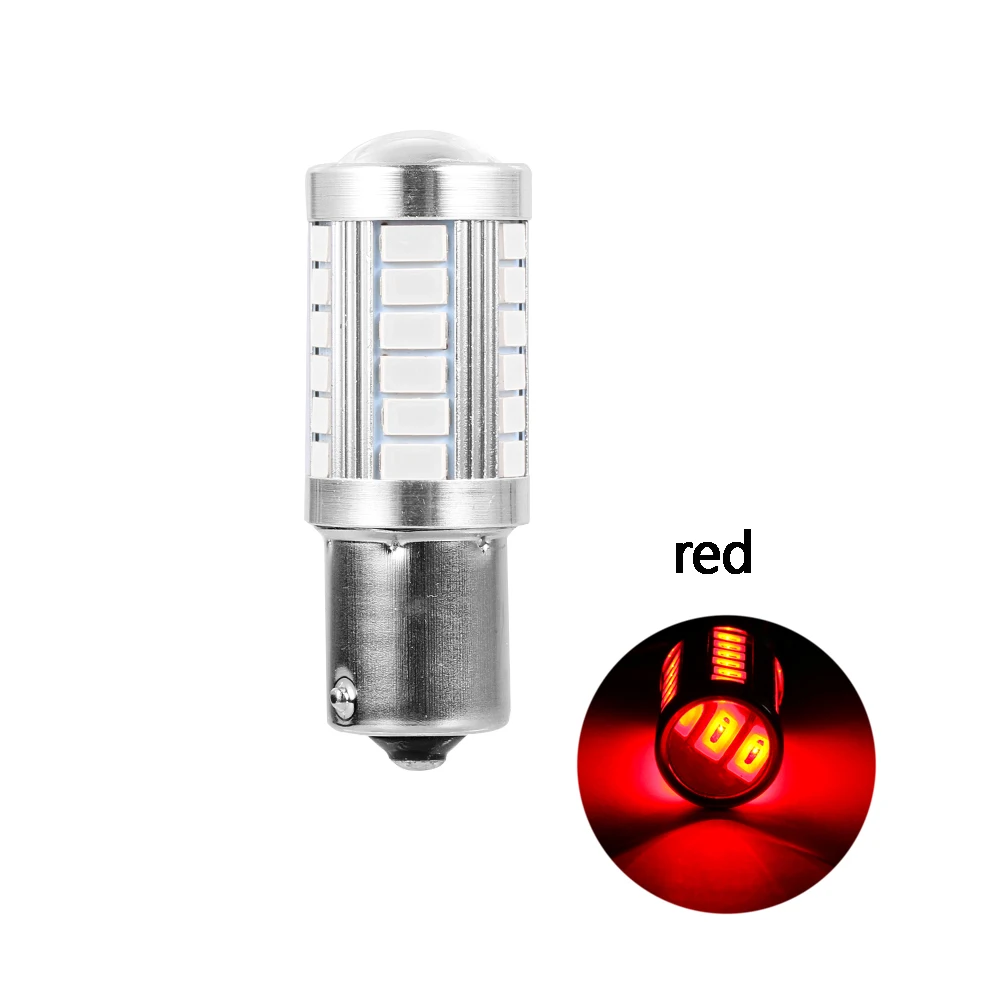 red 1 шт. Автомобильный светодиодный светильник дневного света 33SMD автомобильные запчасти автомобильные аксессуары Желтый/Красный/Белый 1156 BAU15S PY21W - Испускаемый цвет: red