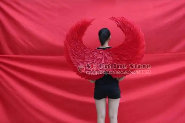 Бесплатная доставка EMS взрослые Красные сексуальные крылья дьявола перья для