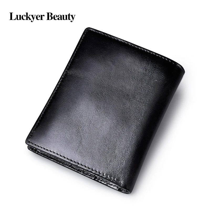 LUCKYER BEAUTY мужские кошельки 100% натуральная кожа мужской кошелек для монет Модный
