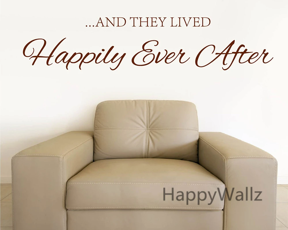 

And They Lived Happily Ever After Family Quote Wall Sticker Decorating DIY Home Lettering Quote Wall Decal Custom Colors Q115