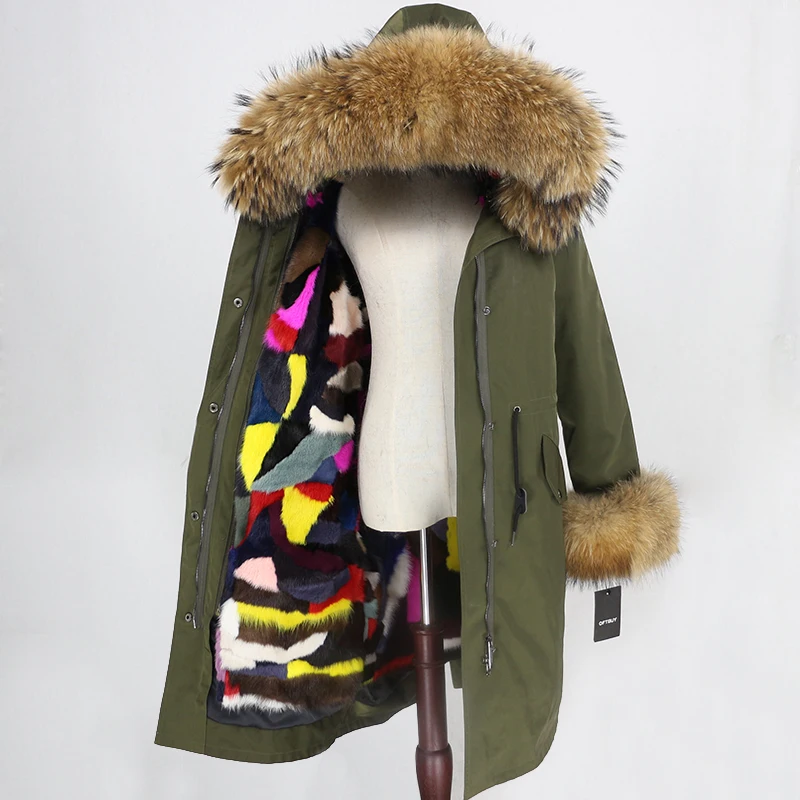 OFTBUY удлиненная парка, пальто из натурального меха, зимняя куртка для женщин, натуральный меховой воротник, Капор из норки, меховая подкладка, водонепроницаемая верхняя одежда, съемная