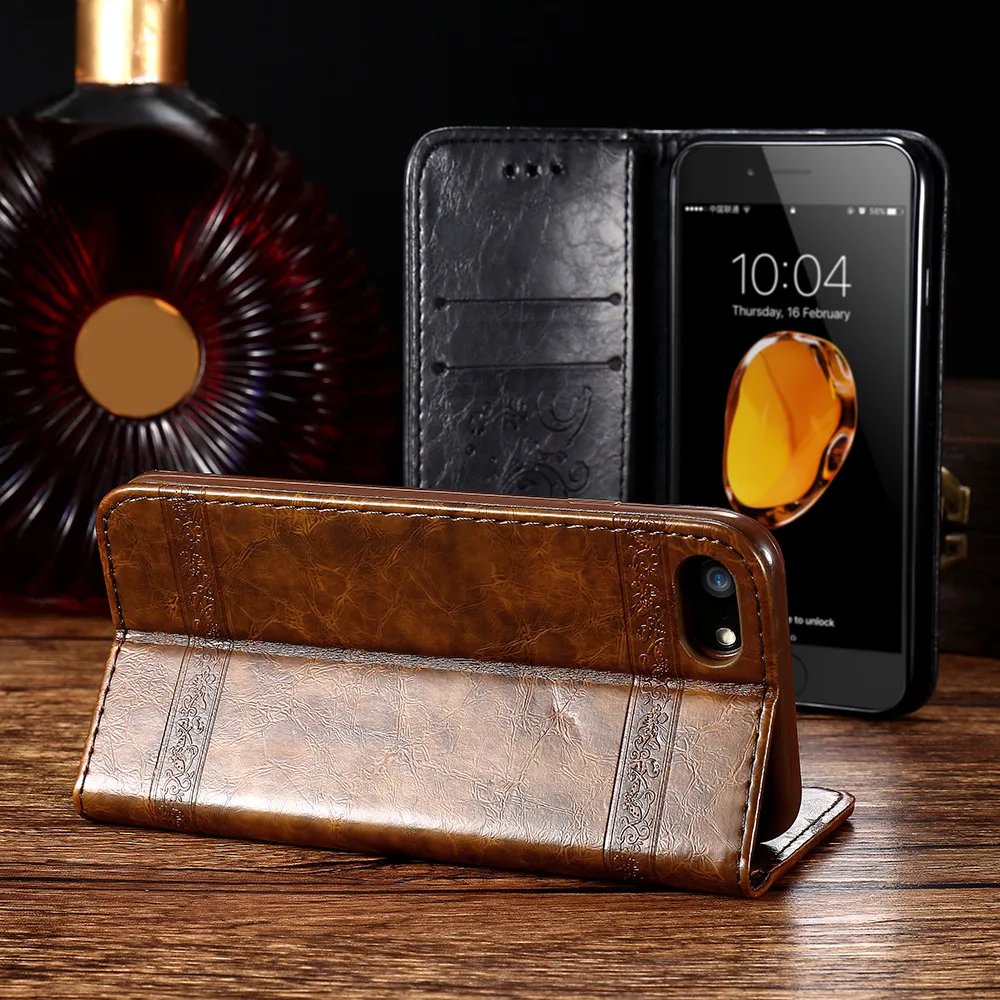 Кожаный чехол кошелек KISSCASE для iPhone 7 8 X XS XR флип из искусственной кожи в стиле