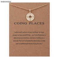 fashion jewelry gold color going places compass disc chain necklace women