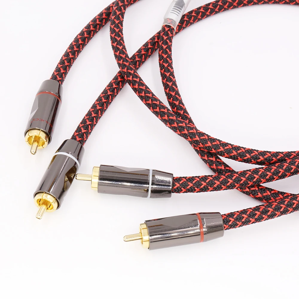 1 пара Hifi 5N OFC аудио RCA кабель высококачественный HIFI аудиокабель с позолоченным
