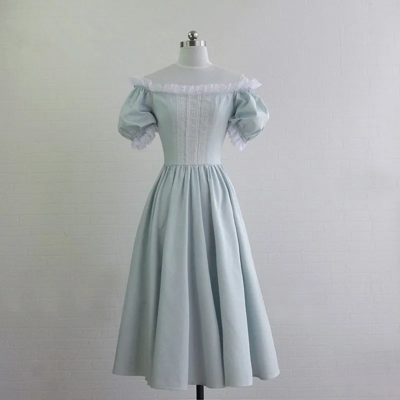 Женское винтажное Хлопковое платье средней длины розовое/синее длинное с