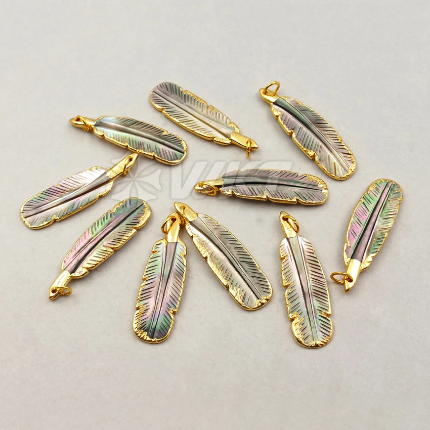 WT-P1242 WKT Wholesale Charming Natural Abalone Shell For Women Fashion Jewelry Feather Wing Shape Necklace Pendant | Украшения и