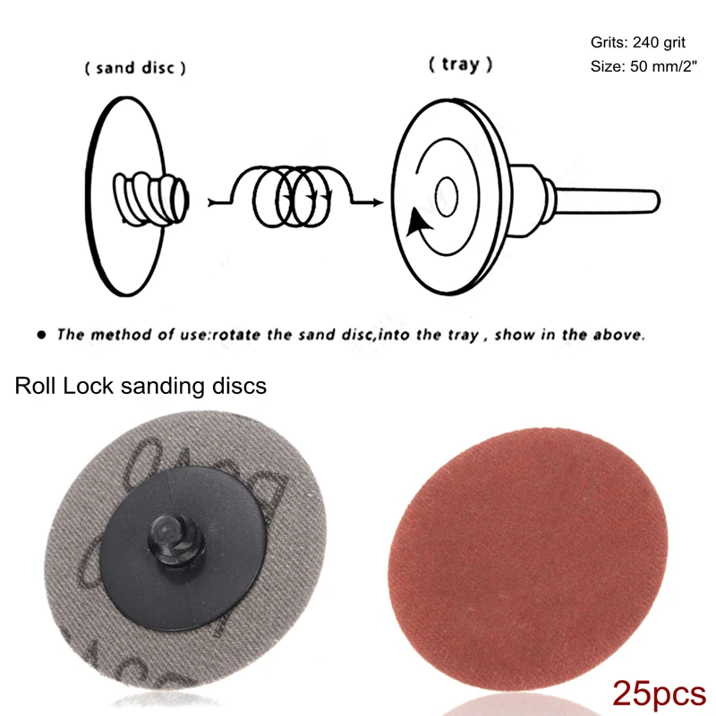 25 шт./компл. 240 Грит 2 ''Roloc кондиционер рулон для очистки Lock шлифовальные диски